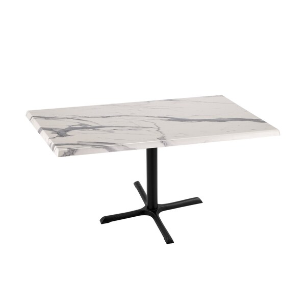 30" Tall OD211 Black Table Base 30" x 30" Foot 30" x 48" White Marble Top by the HollBar Stool Co.